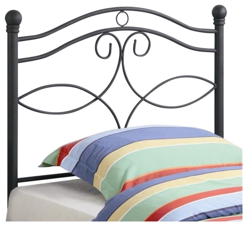 Bowery Hill Transitional Metal Twin Headboard in Matte Black   Traditional   Headboards   by Homesquare  Houzz