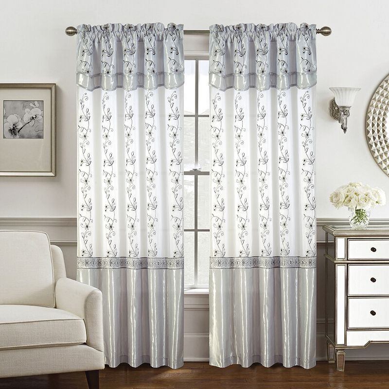 Priscilla Embroidered Panel With Double Valance