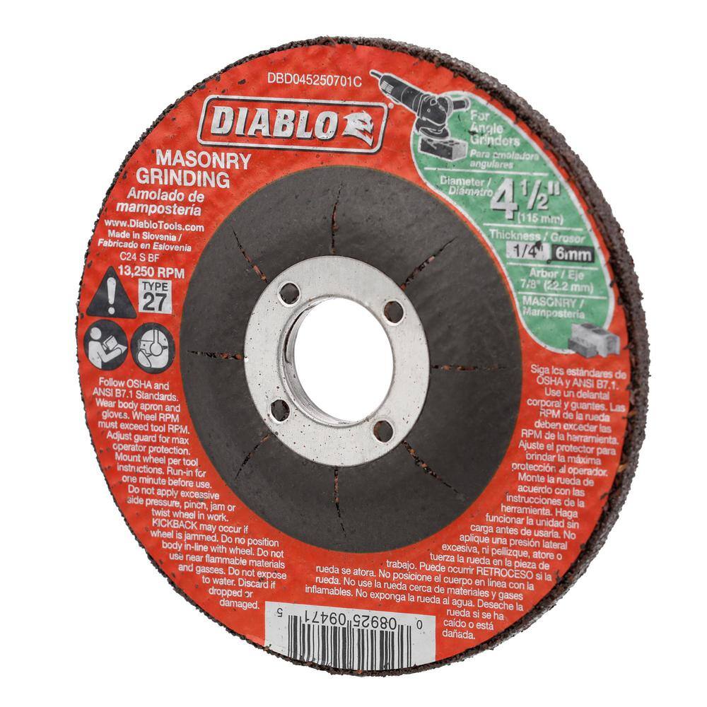 DIABLO 4-12 in. x 14 in. x 78 in. Masonry Grinding Disc with Type 27 Depressed Center DBD045250701C