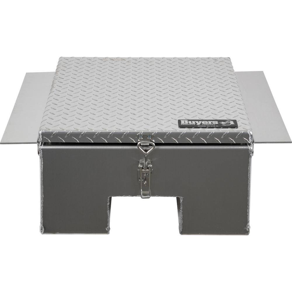 Buyers Products Company 12 in. x 24 in. x 22 in. Diamond Tread Aluminum In-Frame Truck Tool Box with Notched Bottom 1705381