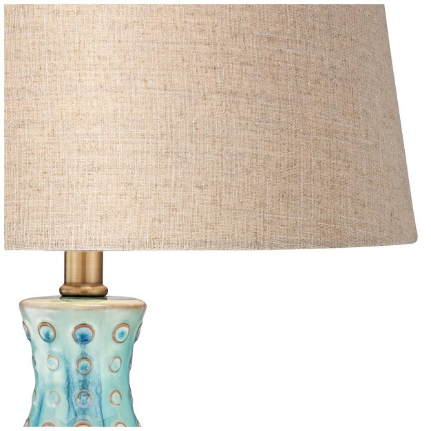 High Teal Handmade Tan Linen Tapered Drum Shade For Living Room Family Bedroom color May Vary