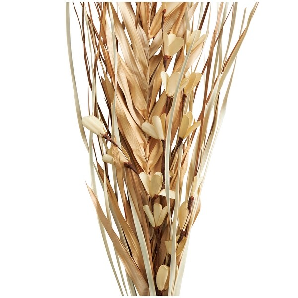 Beige or Light Brown Dried Plant Handmade Tall Floral Grass Bouquet Palm Leaf Natural Foliage