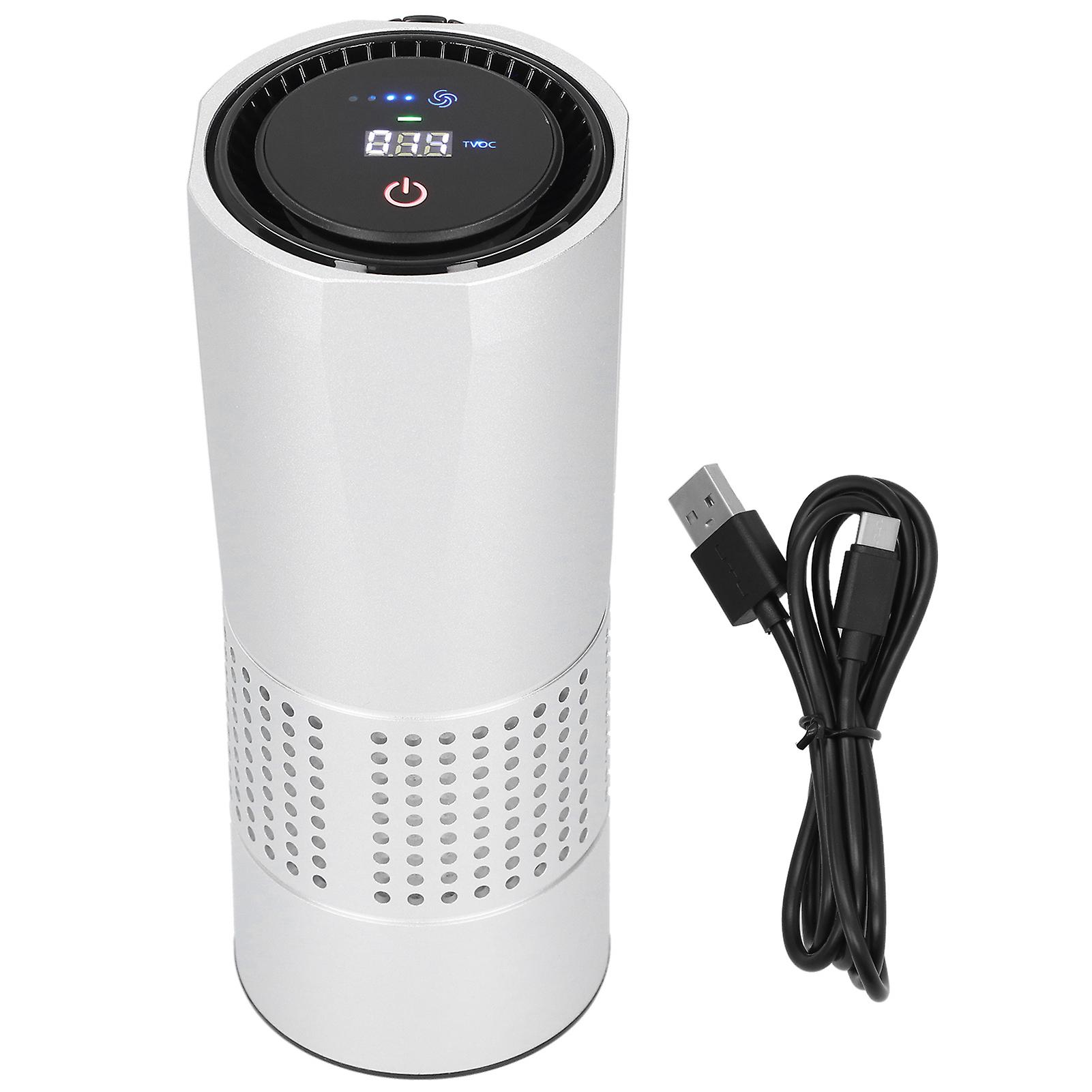 Small Car Air Purifier Anion Portable USB Desktop Air Purifier for Car Home Office Silver