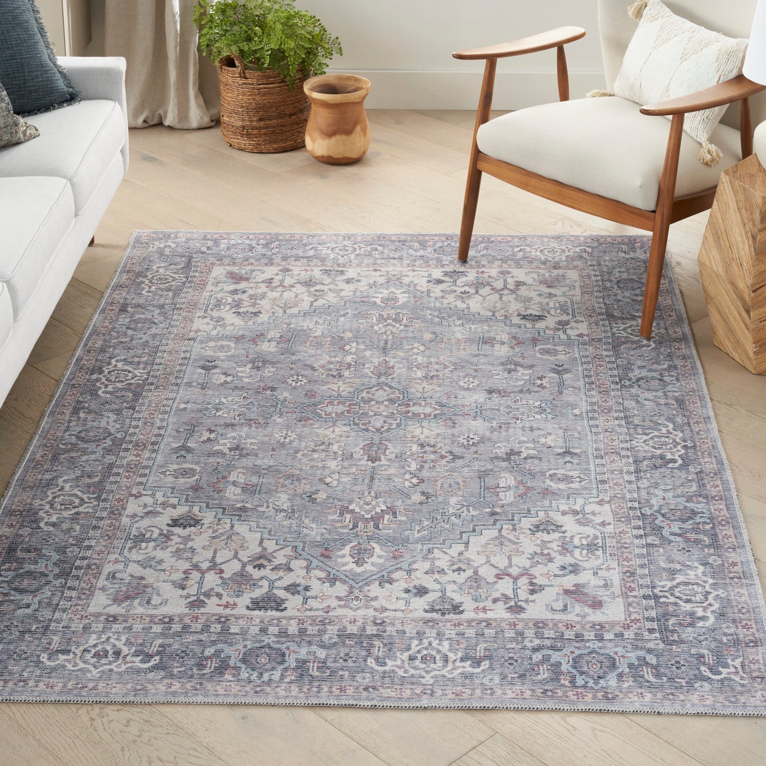 Machine Washable Series Grey Vintage Rug