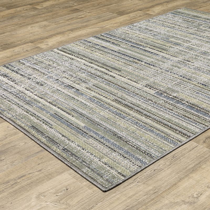 StyleHaven Calla Modern Distressed Stripe Blue Green Indoor Outdoor Area Rug