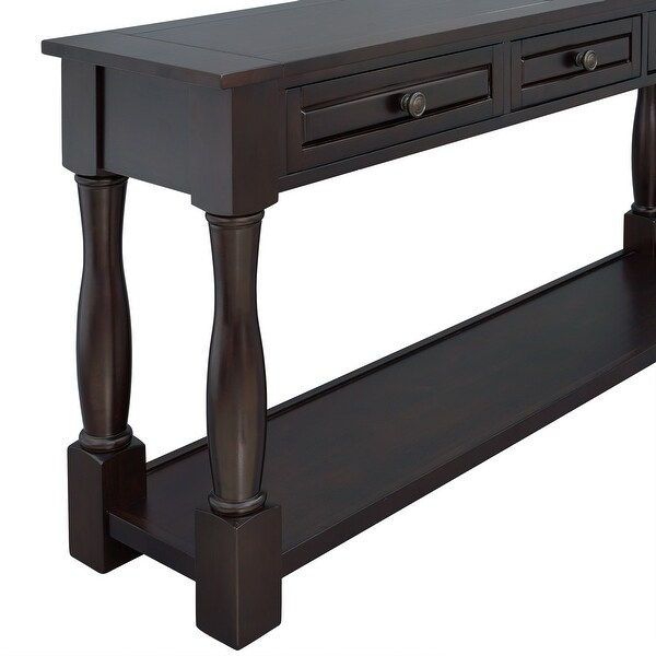 Long Extra-thick Sofa Console Table with Drawers and Shelf