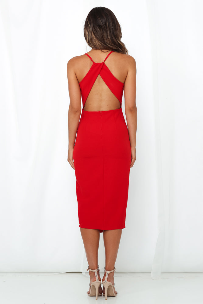 DEAR EMILIA Have The Last Dance Midi Dress Red