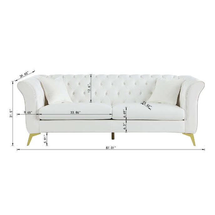 Velvet Upholstered Loveseat Sofa  Living Room Tufted and Wrinkled Fabric Sofa