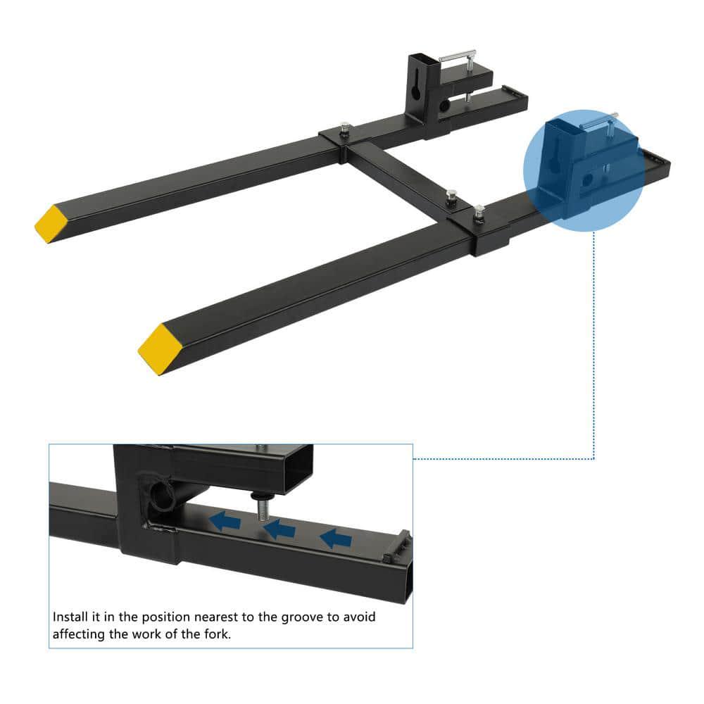 Karl home 1500 lbs 60 in ClampOn Pallet Forks Skid Steer Loader Bucket with Adjustable Stabilizer Ba