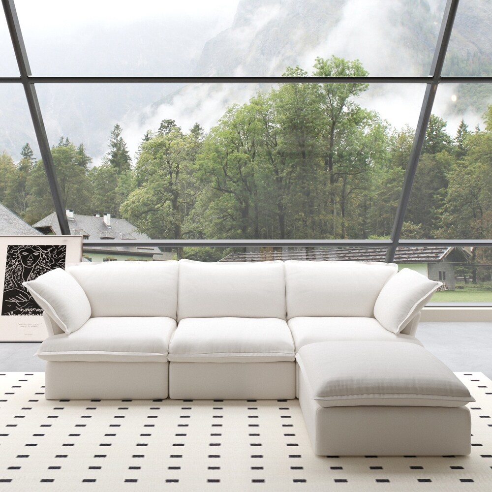 L Shaped Linen Sectional Sofa Modern Comfortable Sofa