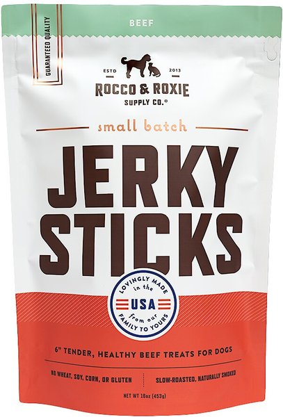 Rocco and Roxie Supply Co. Gourmet Beef Jerky Dog Sticks， 16-oz bag