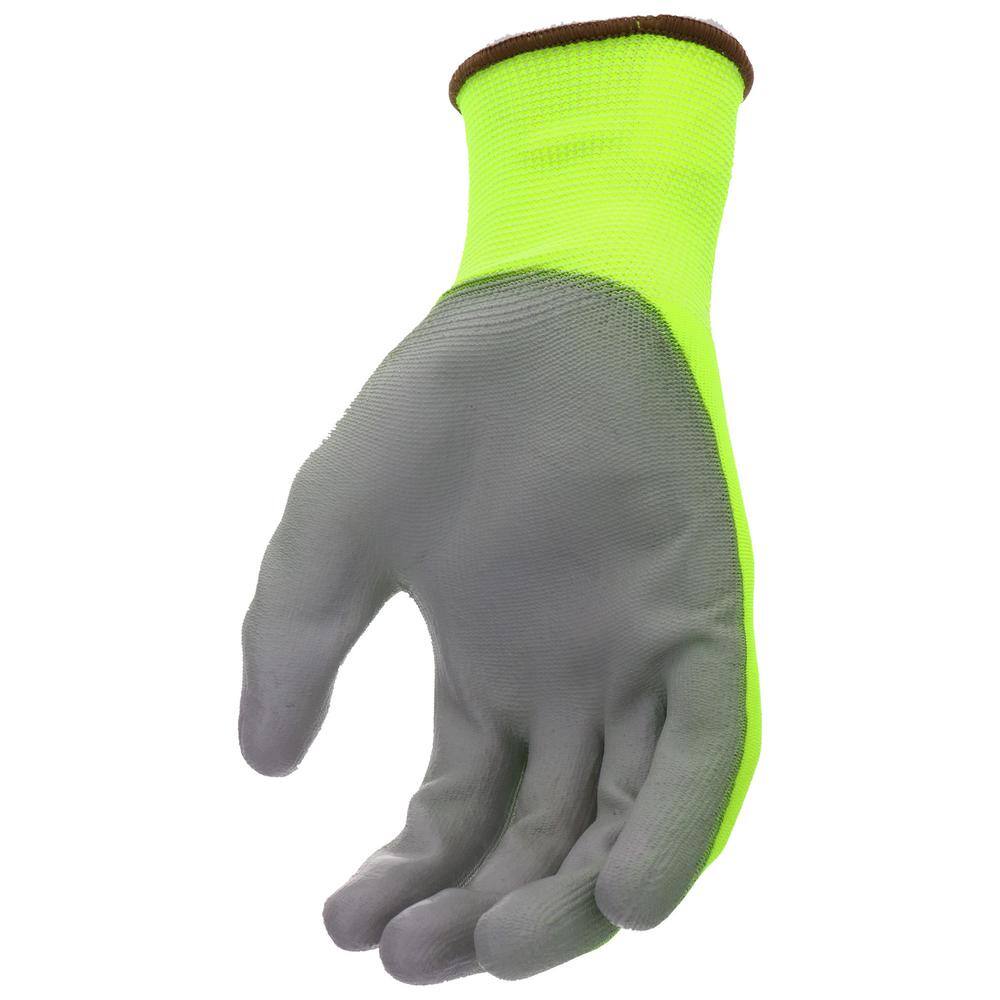 West Chester Protective Gear Touch Screen Hi-Vis Yellow PU Palm Coated Nylon Gloves (3-Pack) HVY37165-L3P