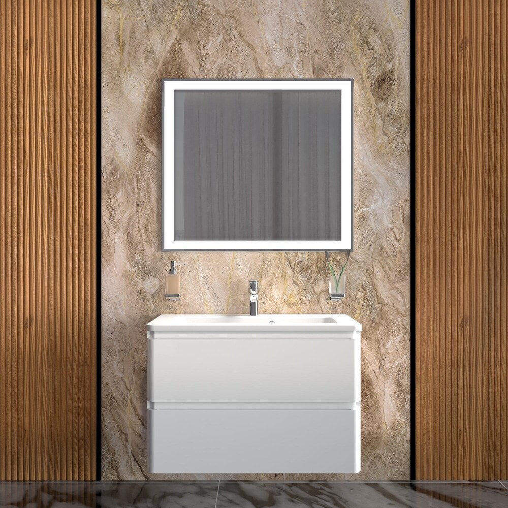 Modern Wall Mounted Bathroom Vanity with Washbasin  Comfort Collection with Mirror Simple 40\