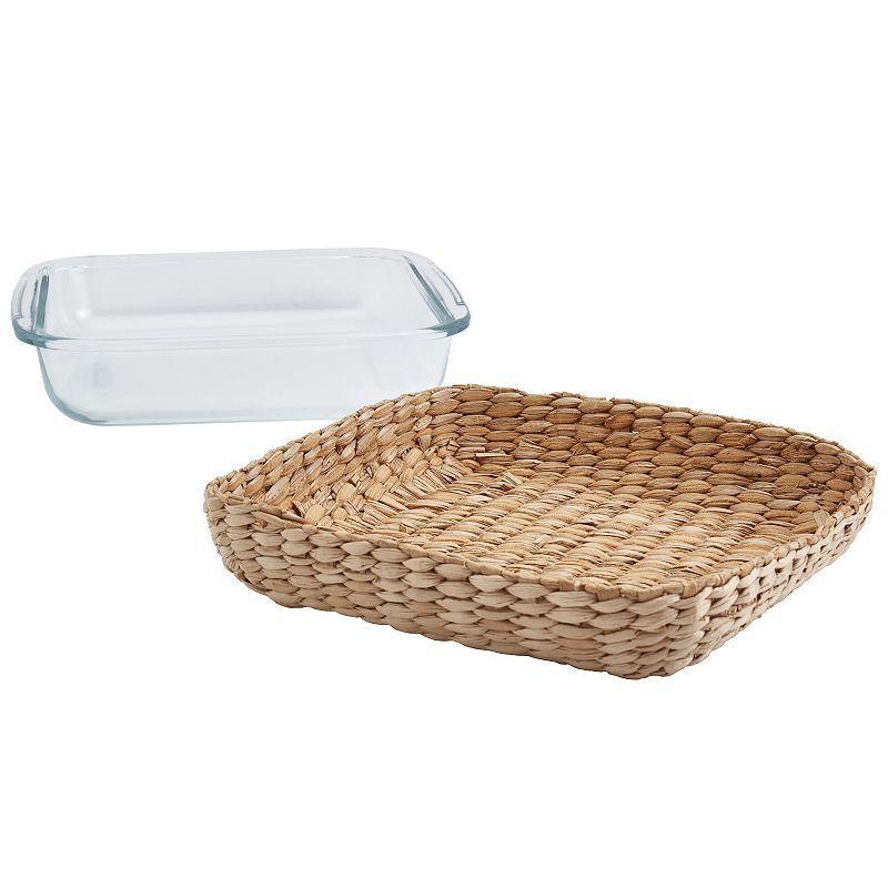 Dolly Parton Square Glass Baker with Wicker Basket