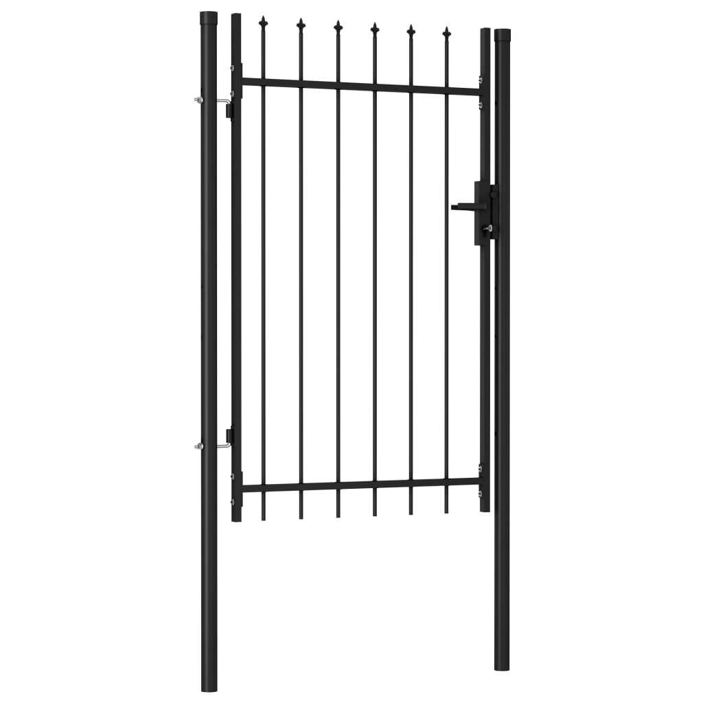 Charmma Fence Gate Single Door with Spike Top Steel 3.3'x4.9' Black