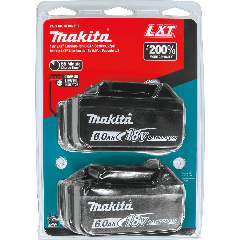 Makita 18V LXT Lithium-Ion 6.0 Ah Battery (2-Pack) BL1860B-2