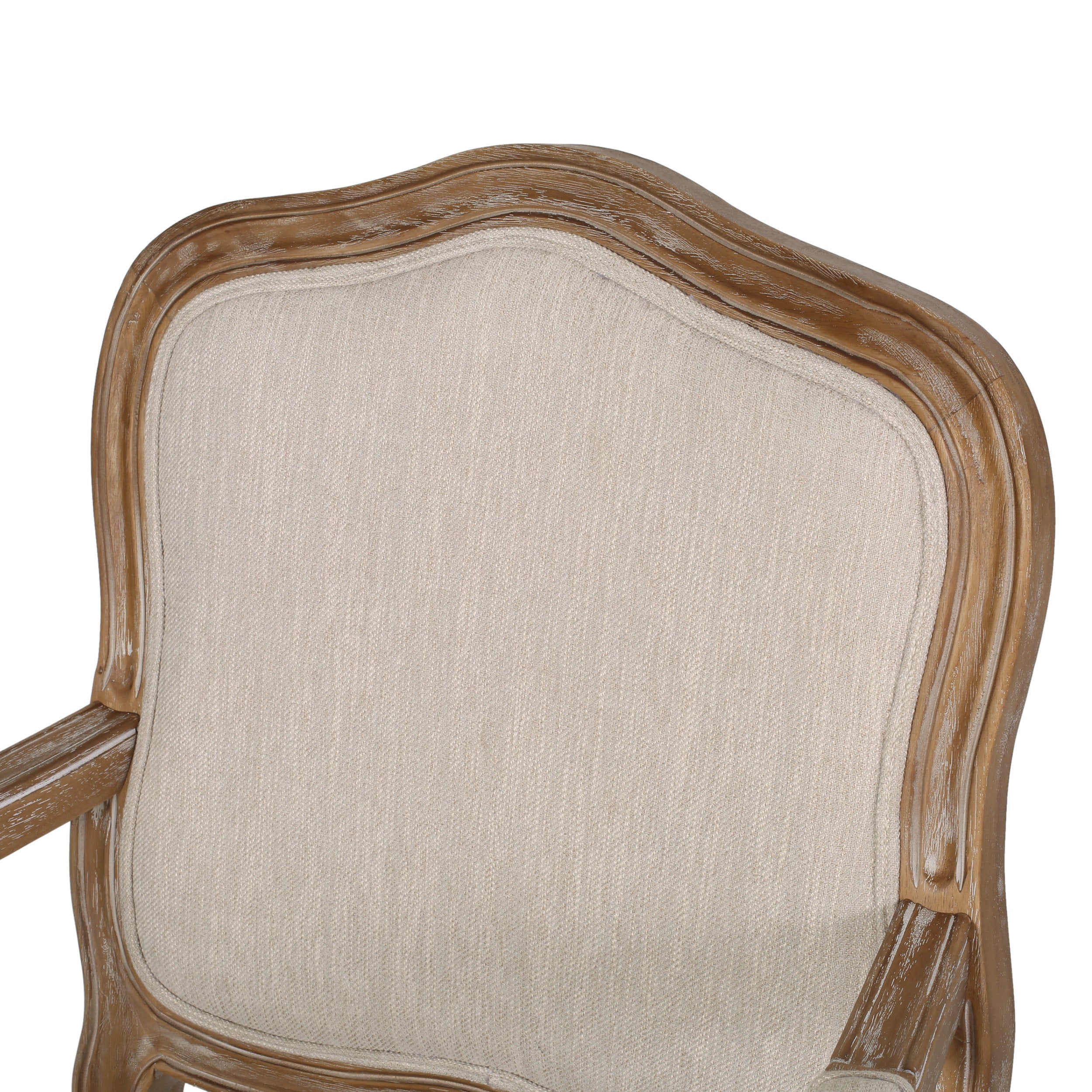 Stene French Country Wood Upholstered Dining Armchair