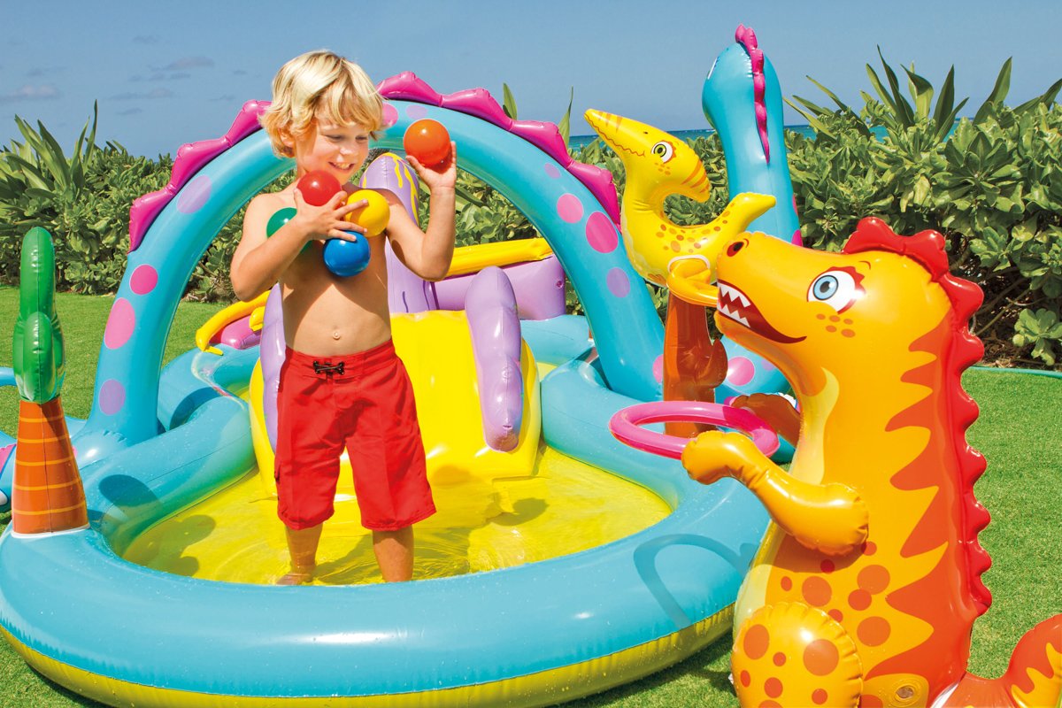 Intex 11' x 7.5' x 44" Dinoland Play Center Kiddie Swimming Pool w/ air pump