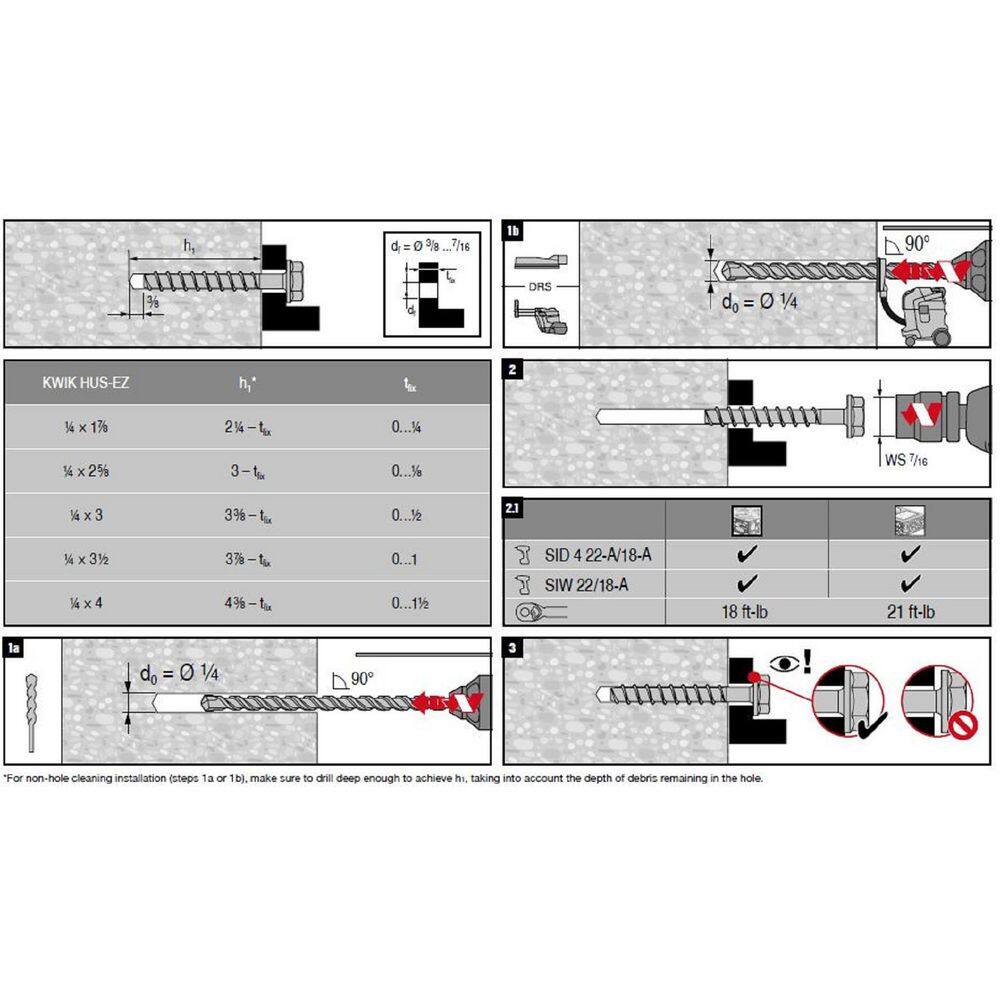 Hilti 58 in. x 8 in. Kwik Hus-EZ Concrete and Masonry Screw Anchor (15-Piece) 418082