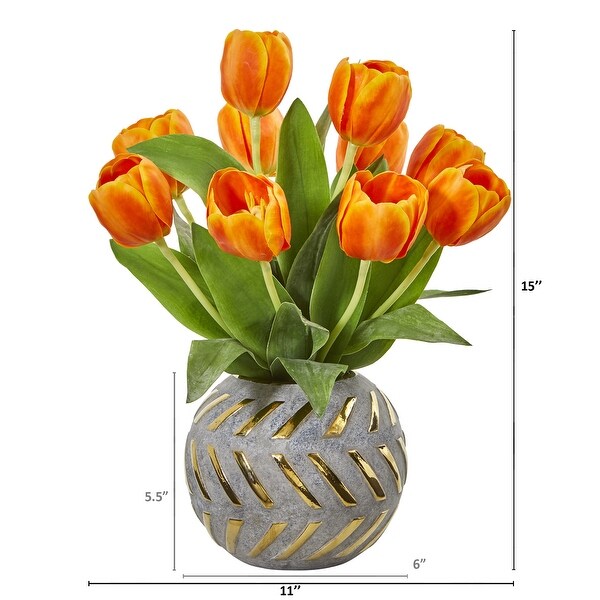 Tulip Artificial Arrangement in Decorative Vase