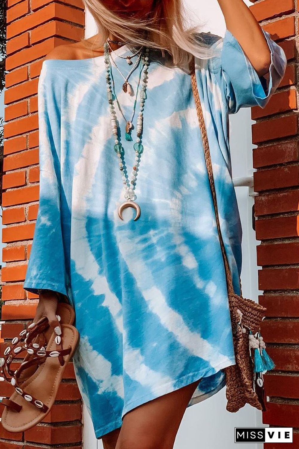 Round Neck Tie Dye Baggy Casual Dress