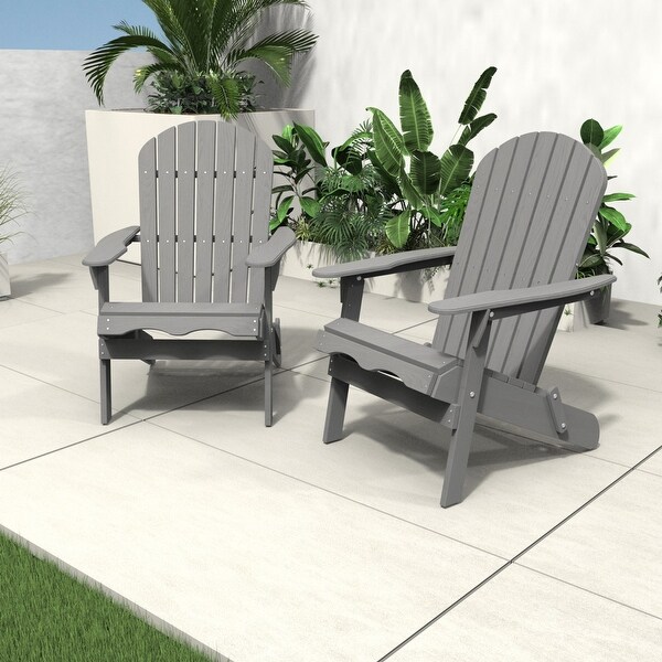 Set of 4 Outdoor Garden Solid Wood Folding Lounge Adirondack Chairs