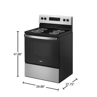 Whirlpool 30 in. 4.8 cu. ft. 4-Burner Electric Range with Self-Cleaning in Stainless Steel with Storage Drawer WFC315S0JS