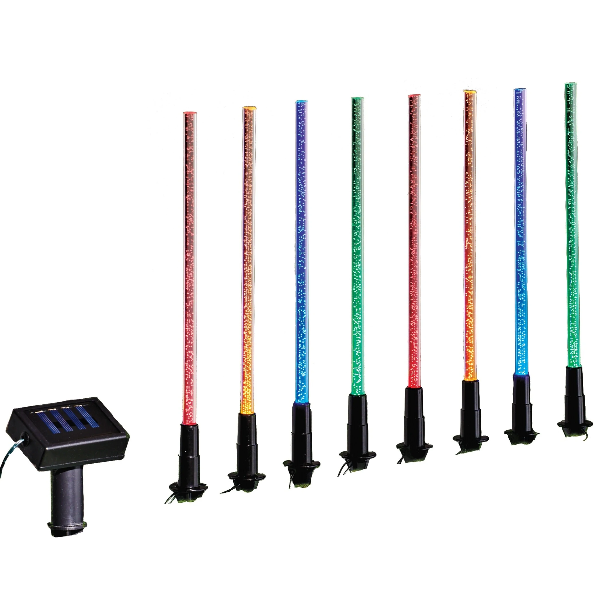 8-Piece Solar Multicolored Landscape Pathway Bubble Lights - 16.200 x 3.500 x 3.500