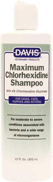 Davis Maximum Chlorhexidine Dog and Cat Shampoo， 12-oz bottle