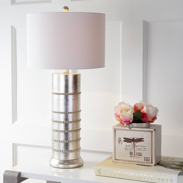 Evelyn Resin Table Lamp includes Led Light Bulb Silver Jonathan Y