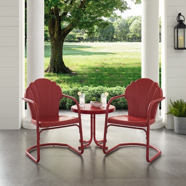 Crosley Tulip 3 Piece Outdoor Metal Armchair Set