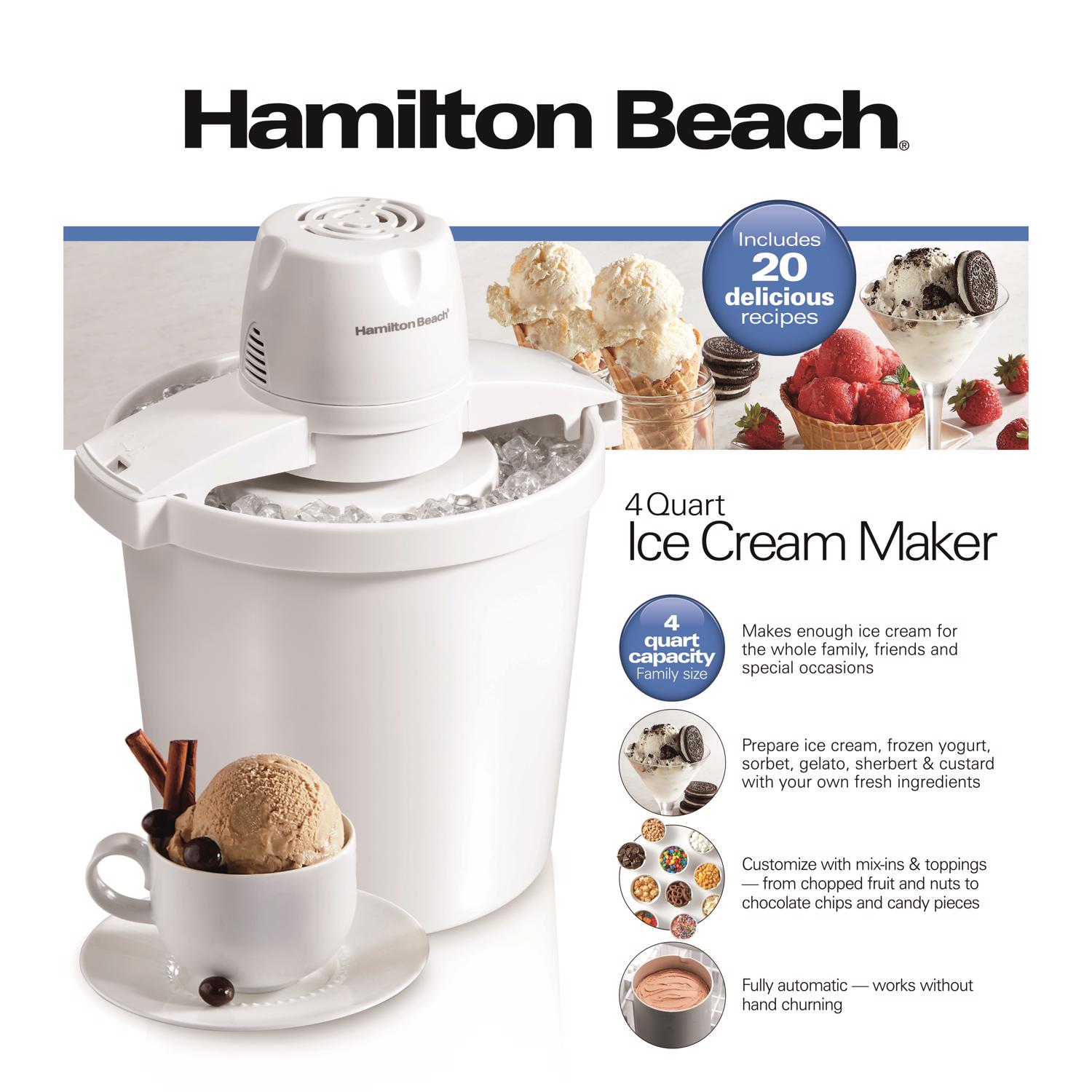 Hamilton Beach White 4 qt Ice Cream Maker 15.3 in. H X 12.5 in. W X 11.1 in. L