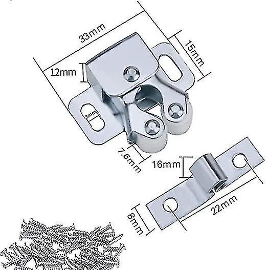 12pcs Door Catches， Double Roller Strong Hold Cupboard Cabinet Door Catches， Door Latch For Home Fur