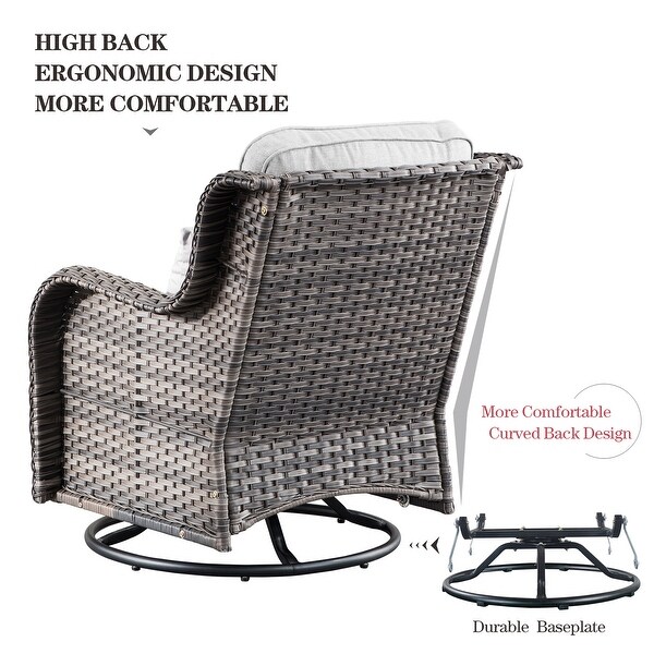 OVIOS 8piece Rattan Wicker Patio Furniture Set Swivel Rocking Chair Set