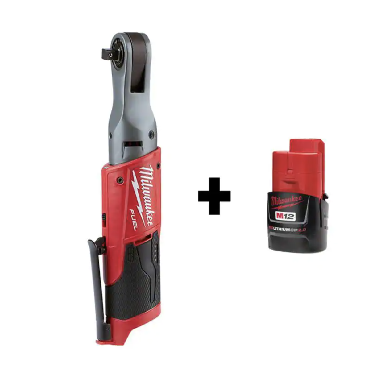 Milwaukee M12 FUEL 12-Volt Lithium-Ion Brushless Cordless 3/8 in. Ratchet with M12 2.0Ah Battery (2557-20-48-11-2420)