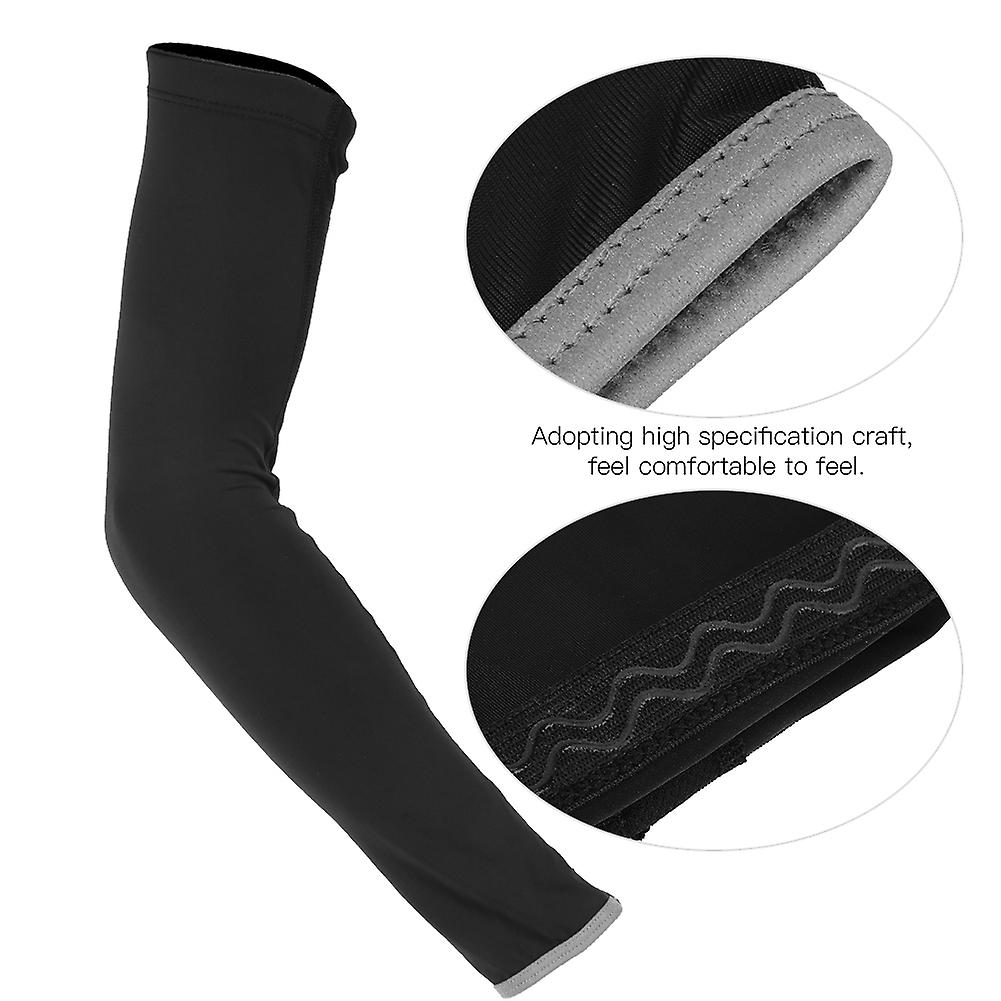 1 Pairs Arm Sleeves For Sun Protection， Reflective Strap Arm Sleeves Cooling Sports Half Finger Sleeves For Cycling， Sports， Run， Basketball[l-black]