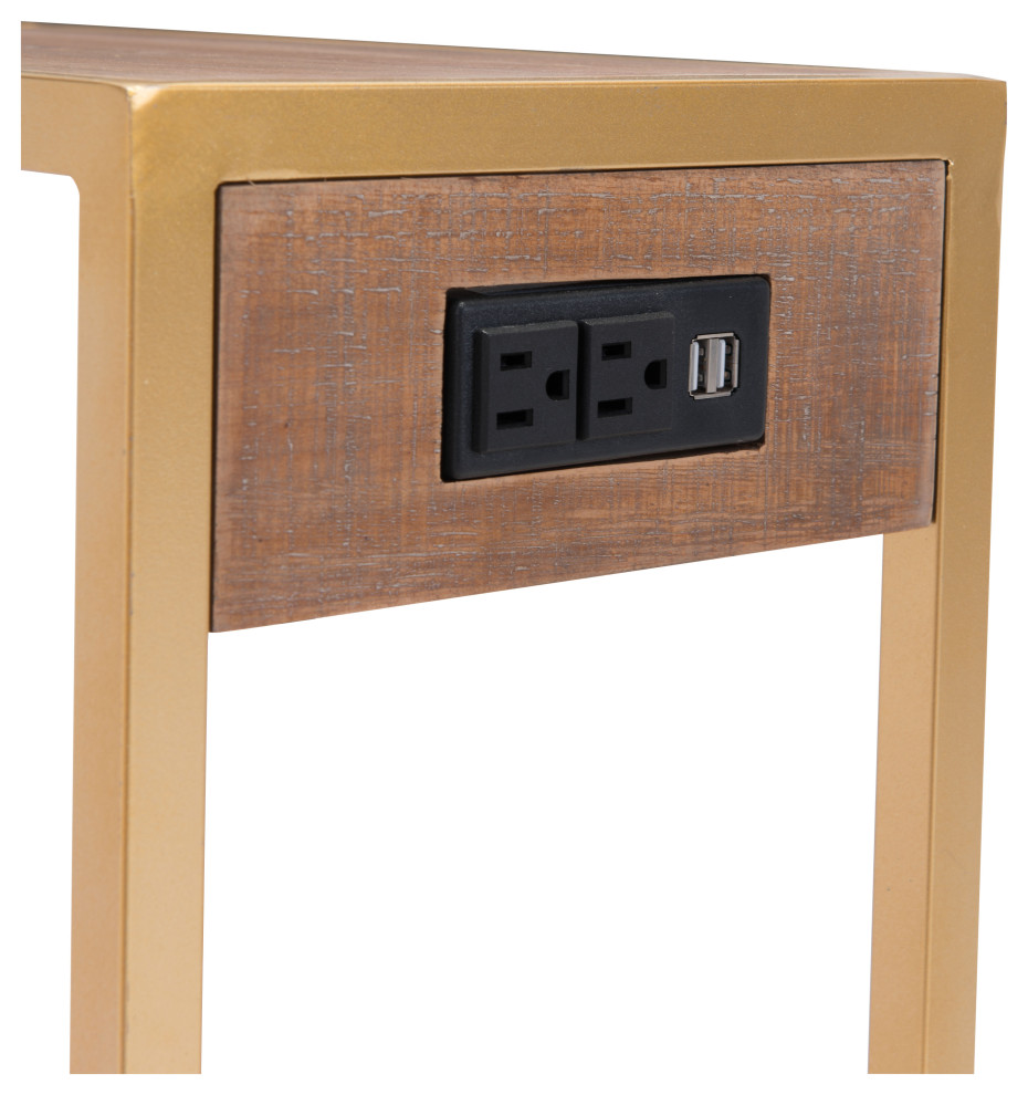 Ike Side Table  Brown  ampGold   Contemporary   Side Tables And End Tables   by Zuo Modern Contemporary  Houzz