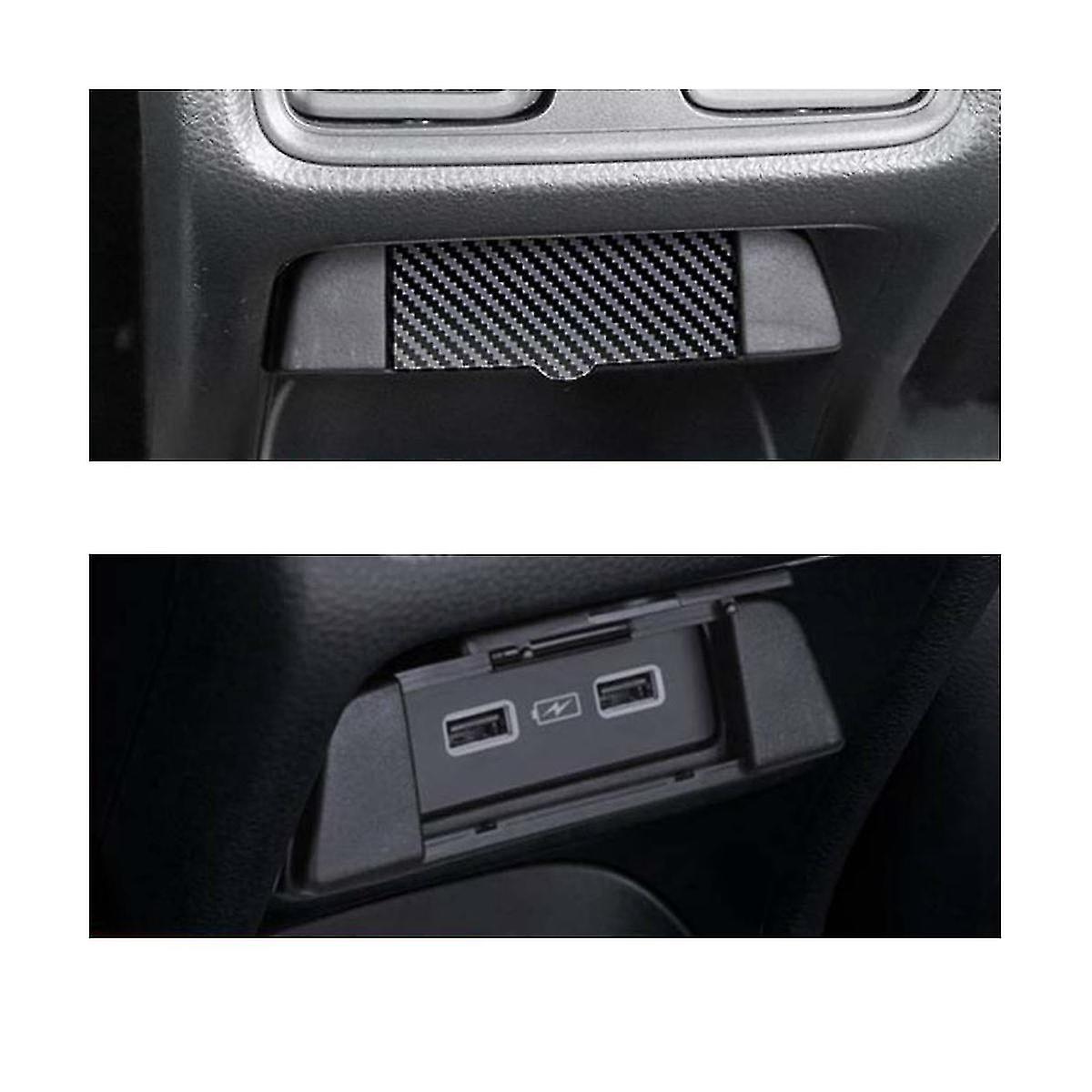 Car Rear Usb Charger Port Protective Cover And Carbon Fiber Console Water Cup Holder For -v Vezel 2