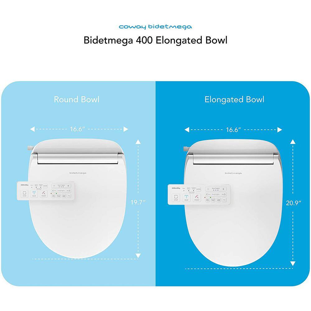 Coway Bidetmega 400 Electric Bidet Seat for Elongated Toilets in White BIDETMEGA 400E