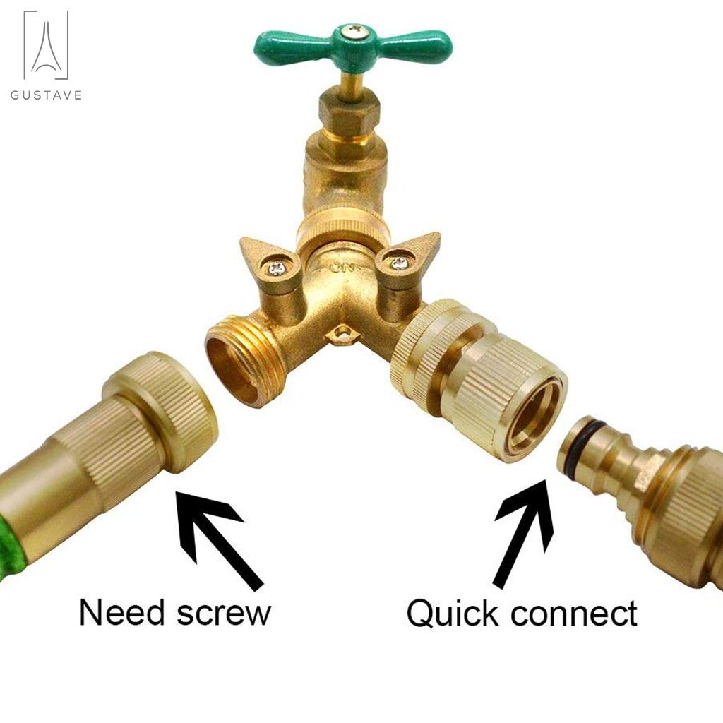 Gustave Brass Garden Hose Quick Connect Fitting 3/4 Inch Fine Thread Water Hose Male and Female Connectors No Leak Quick Connectors， 5 Set