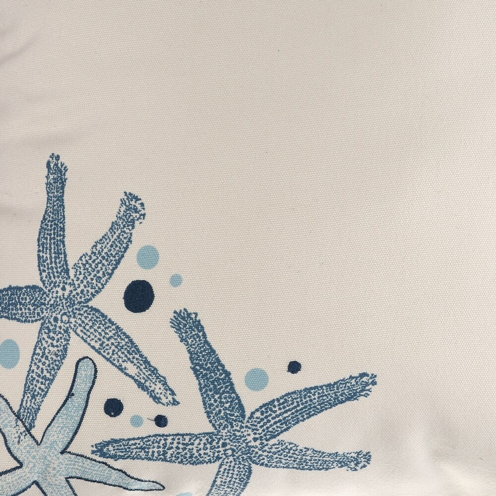 Sevita Dark Blue/White Coastal Starfish Patterned Polyester Throw Pillow  20\