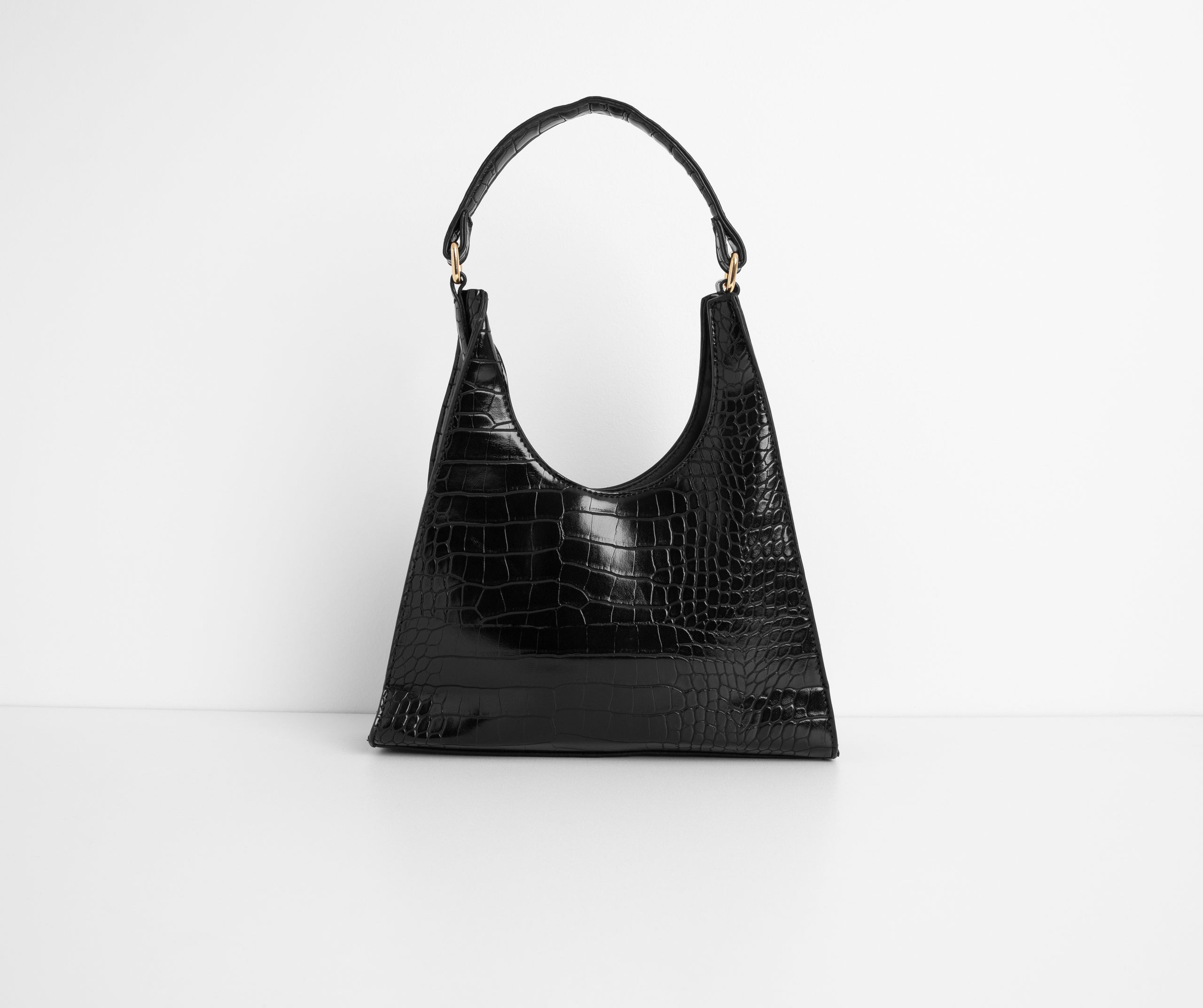 Better Days Faux Leather Triangle Croc Bag