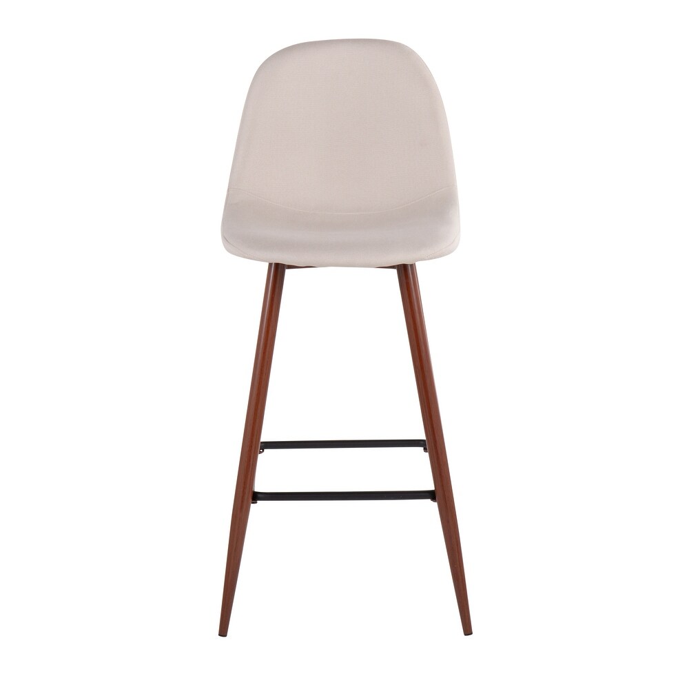 Lumisource Barstool in Walnut Metal and Light Grey Fabric  Set of 2   19\