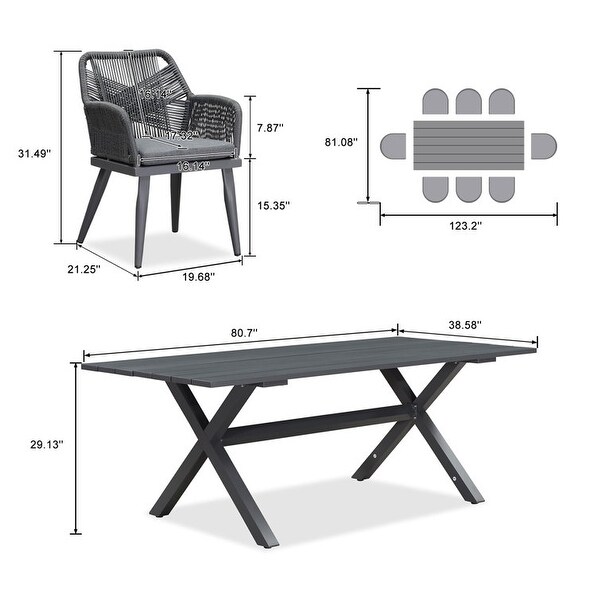 PURPLE LEAF PE Rattan Outdoor Dining Set with Aluminum Frame