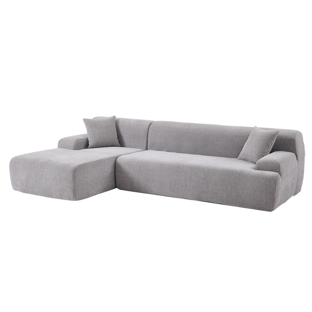 Modern Large Chenille Fabric Modular Sectional Sofa  3 Seats L Shape Couch Set with Chaise for Living Room  Bedroom