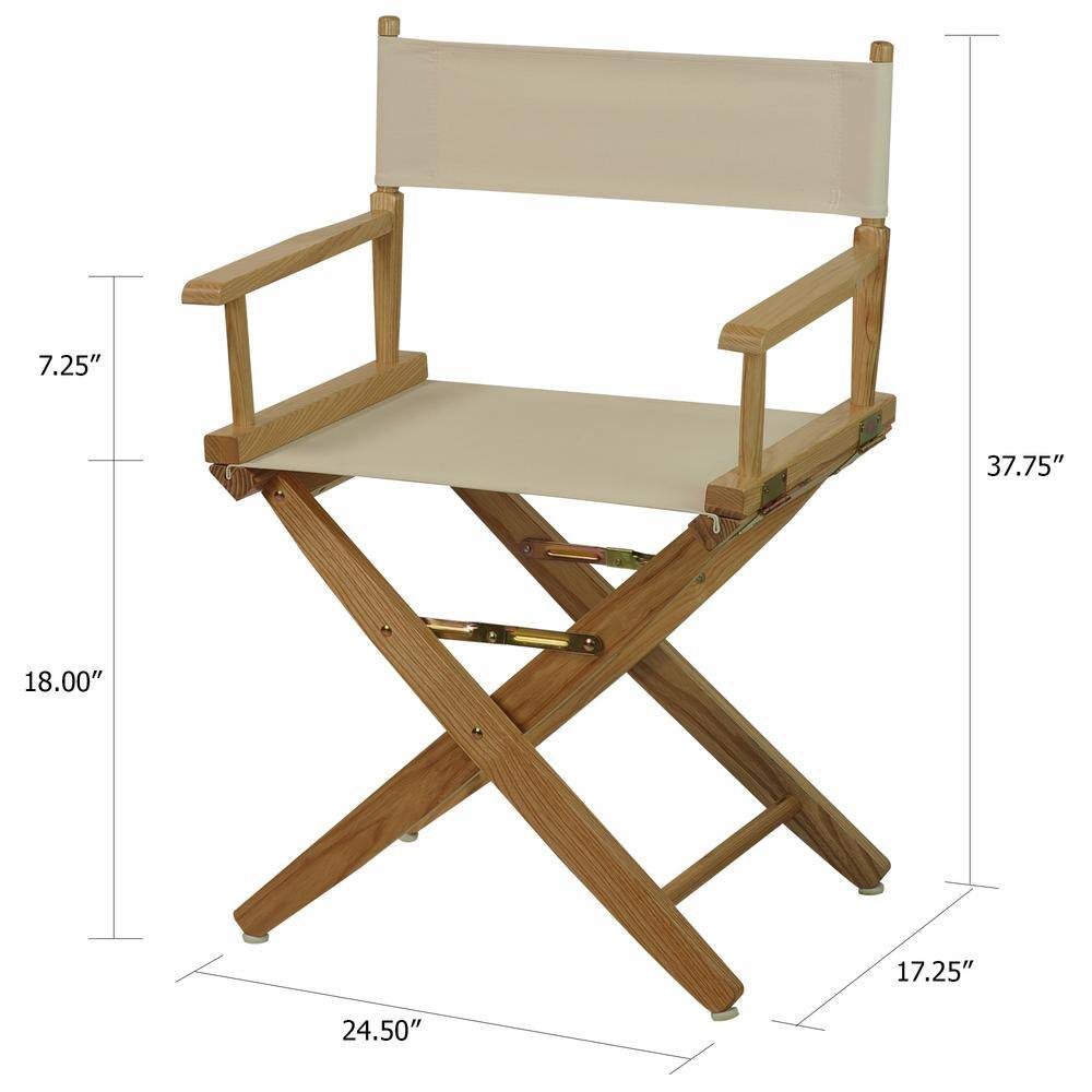 American Trails 18 in. Extra-Wide Natural Wood FrameNatural Canvas Seat Folding Directors Chair 206-00032-12