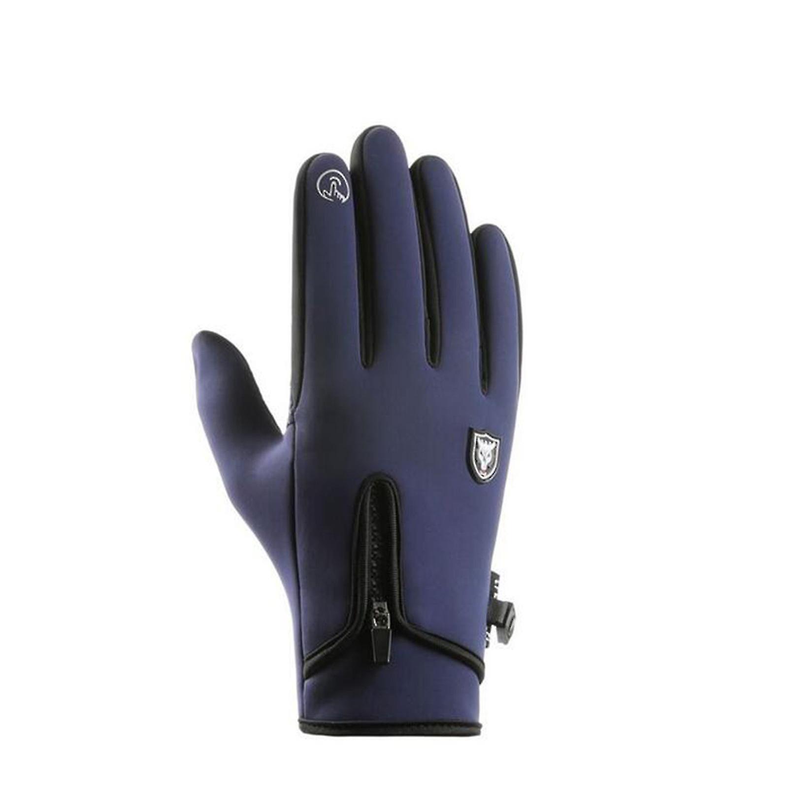 Winter Men Cycling Gloves Zipper Screen Windproof Waterproof Mountaineering Ski Gloves