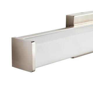 Hampton Bay Astrid 24 in. Brushed Nickel 5-CCT LED Bathroom Vanity Light Bar with Frosted Glass KPU1301LX-04BN