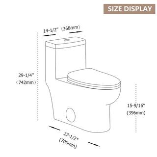 LORDEAR 12 in. Rough-In 1-piece 1.61.1 GPF Dual Flush Elongated Toilet in White Soft Close Seat Included MT60DL8