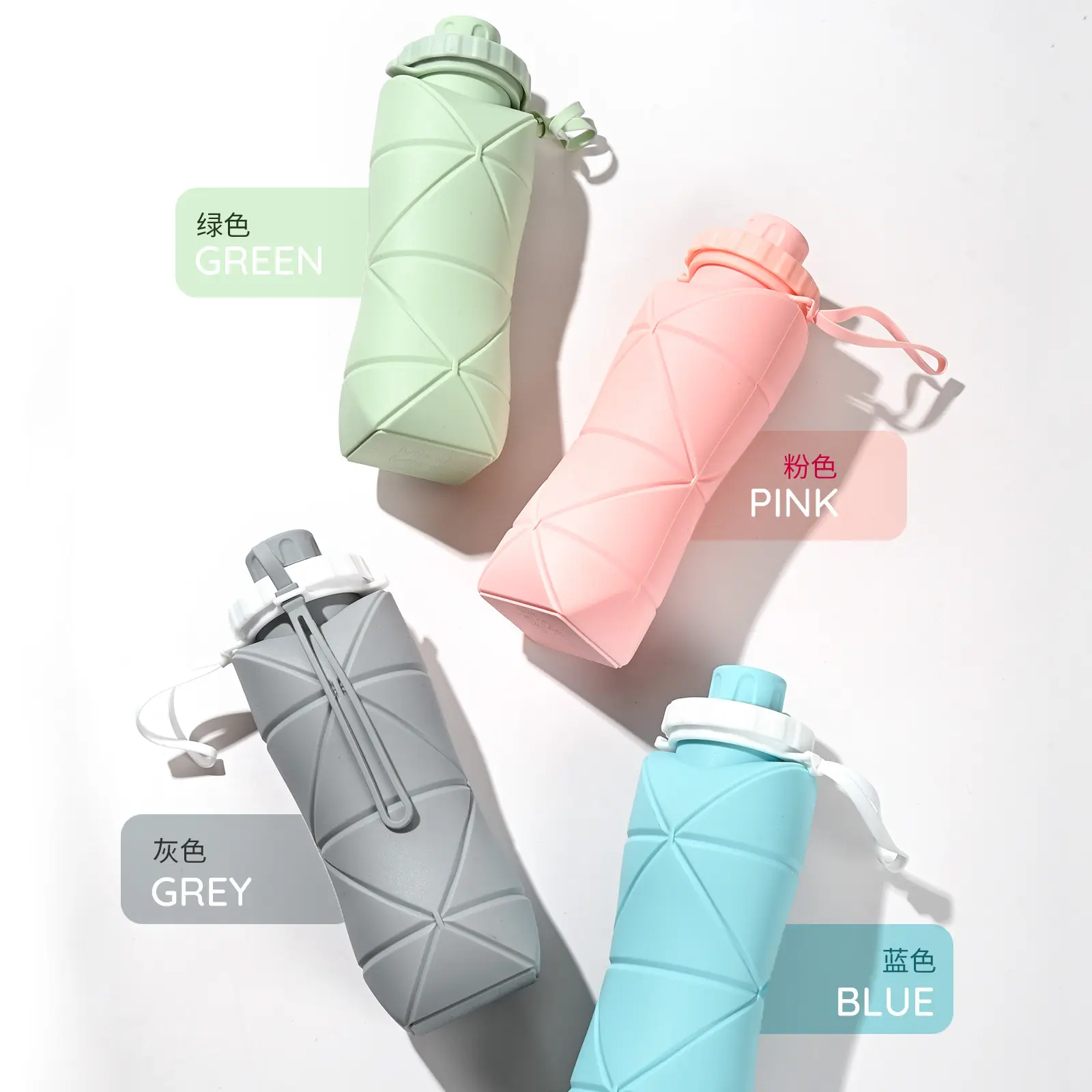 Folding Silicone Water Bottle Sports Water Bottle Outdoor Travel Portable Water Cup Running Riding Camping Hiking Kettle